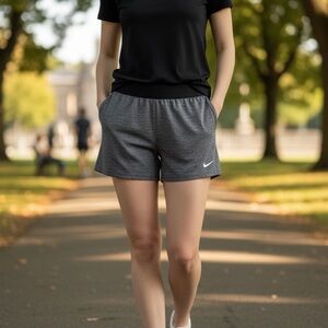 Nike Women's Heathered Black Athletic Shorts